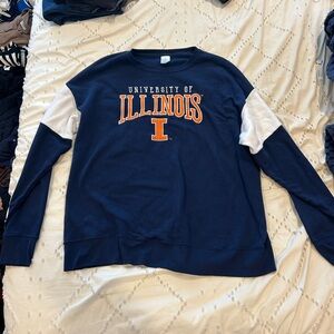 University of Illinois Navy Sweatshirt Vintage With White Sleeve Details XL